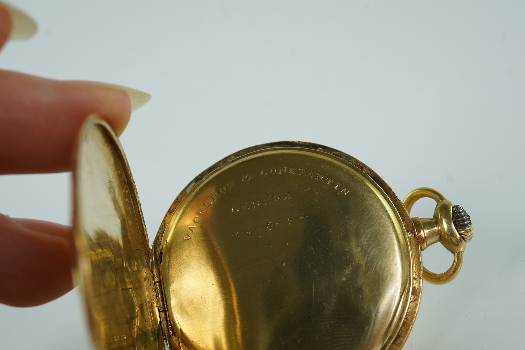 An early to mid 20th century 18ct gold Vacheron & Constantin open faced keyless lever dress pocket watch